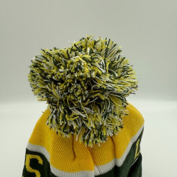 LA Los Angeles Rams Style Pom Beanie Hat Knit Winter Cap Cuffed Green Gold White - Picture 4 of 4
